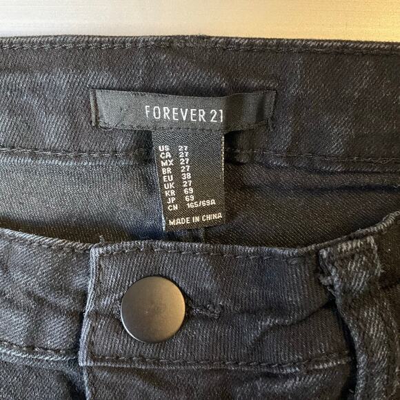 FOREVER 21 Women Skinny Jeans size 27 Black Mid Rise Stretch Boot Cut - Picture 8 of 11